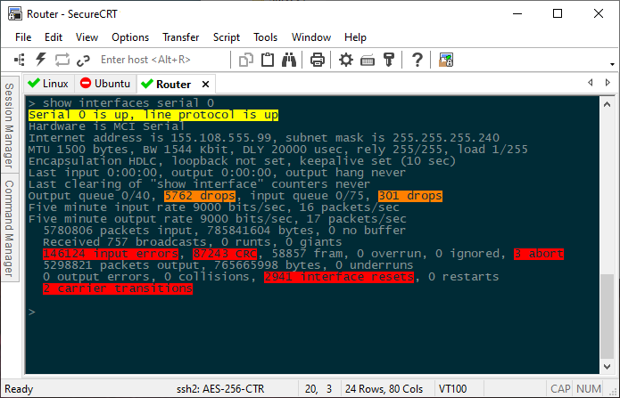 SecureCRT keyword highlighting