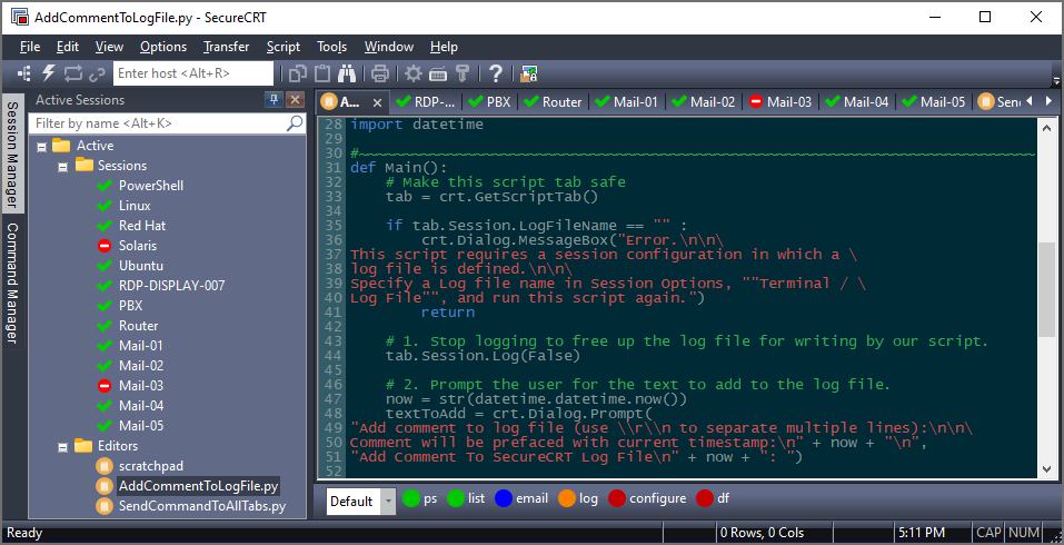 SecureCRT Session Configuration and Management