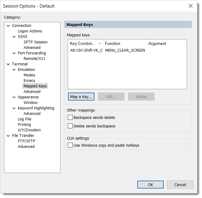 Adding a Mapped Key Definition