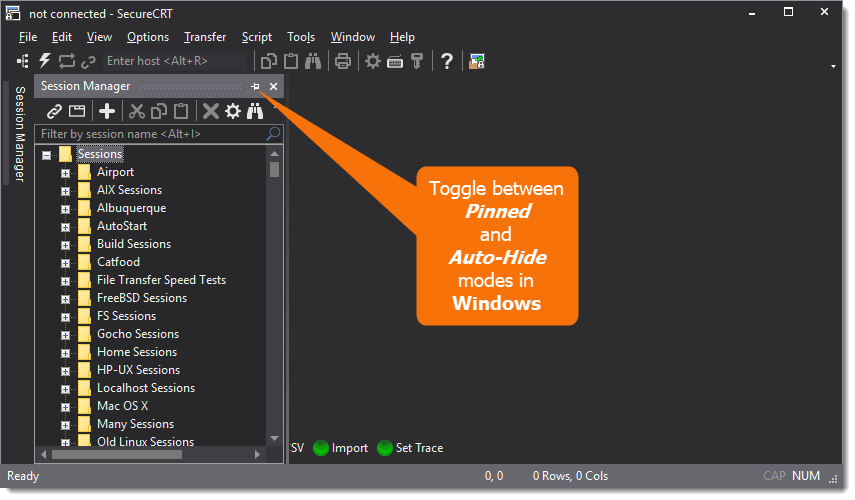 Toggling between Pinned and Auto-Hide modes in Windows